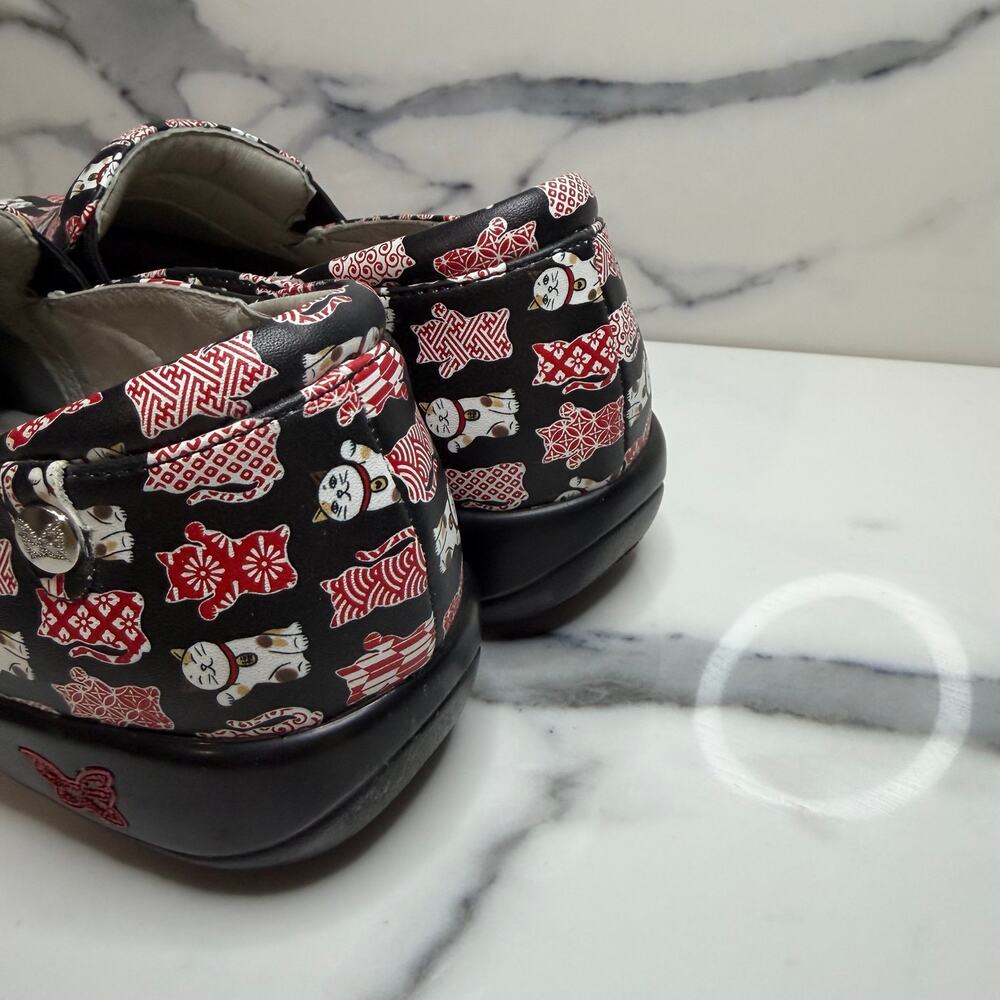 Alegria Wmns Black Leather Lucky Cat Keli Clogs Sz 41 Sz 10.5 Cat Lovers Slip-On - Picture 4 of 7